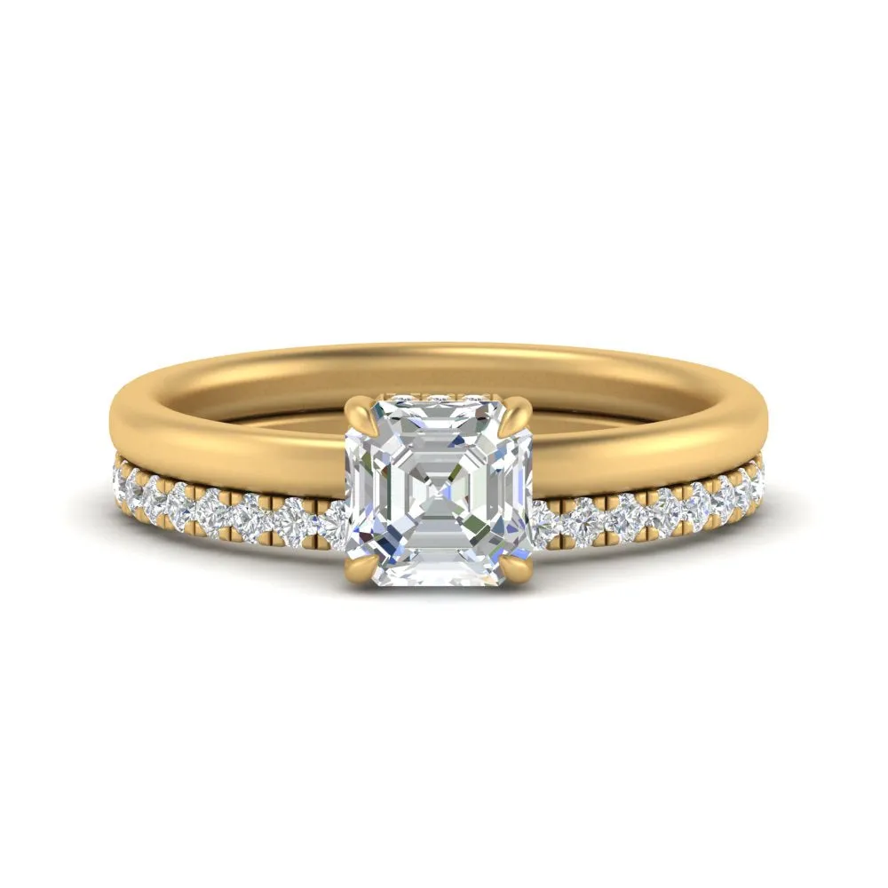 0.50 To 5 Carat Eternity Wedding Band Hidden Halo  Lab Diamond Ring With 14K Gold