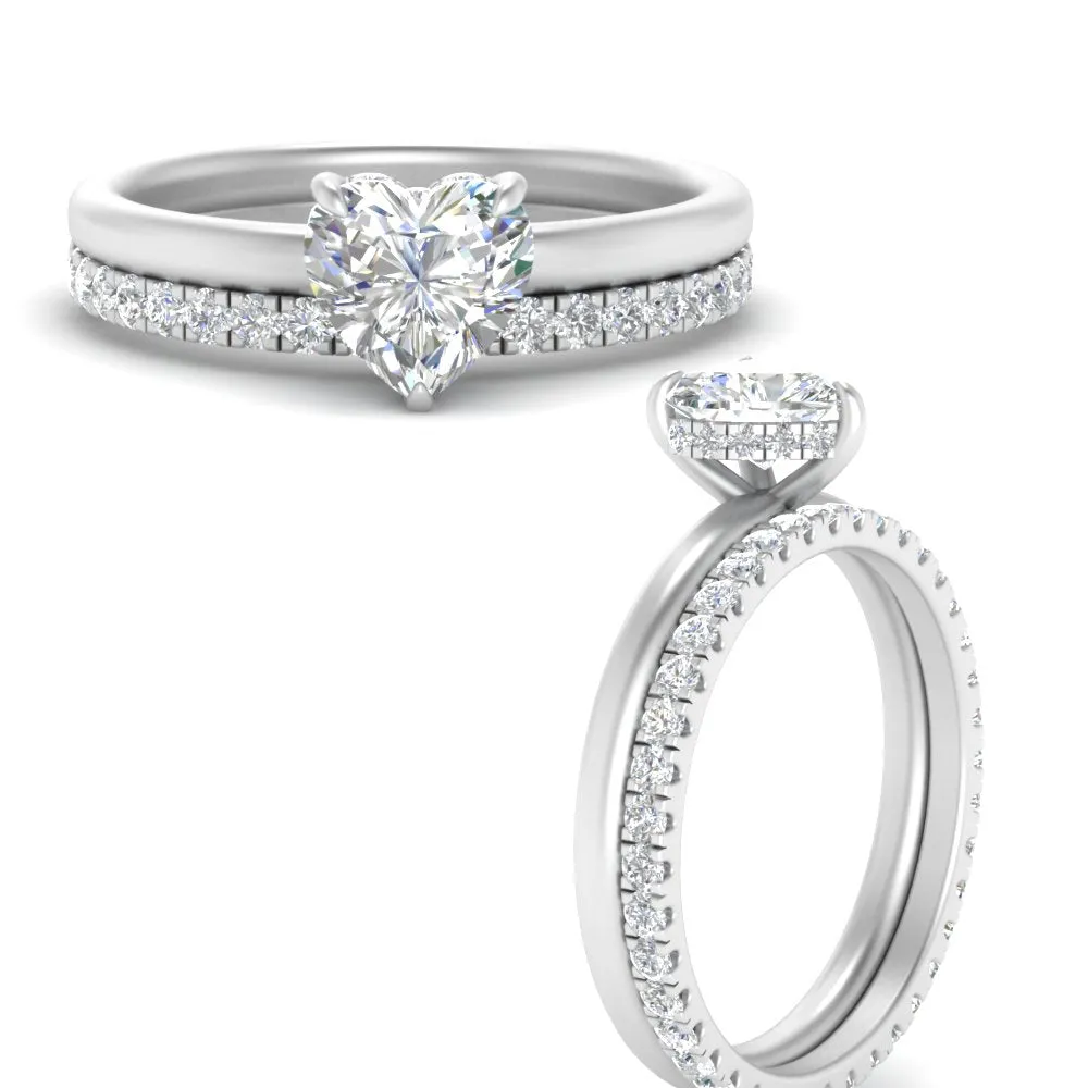 0.50 To 5 Carat Eternity Wedding Band Hidden Halo  Lab Diamond Ring With 14K Gold