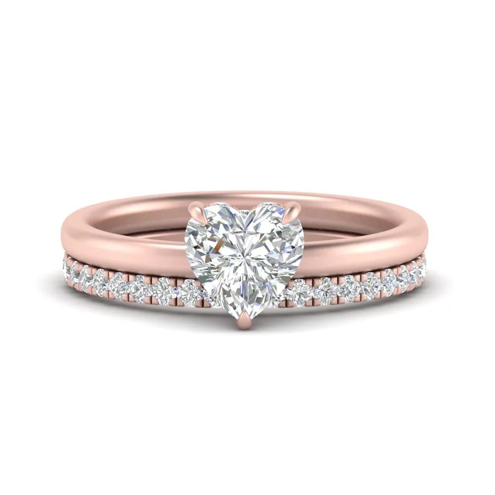 0.50 To 5 Carat Eternity Wedding Band Hidden Halo  Lab Diamond Ring With 14K Gold
