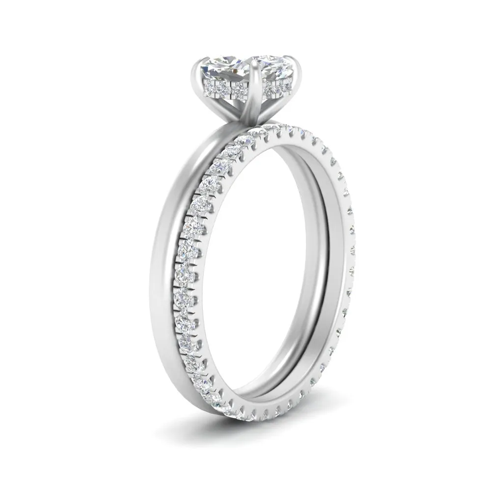 0.50 To 5 Carat Eternity Wedding Band Hidden Halo  Lab Diamond Ring With 14K Gold