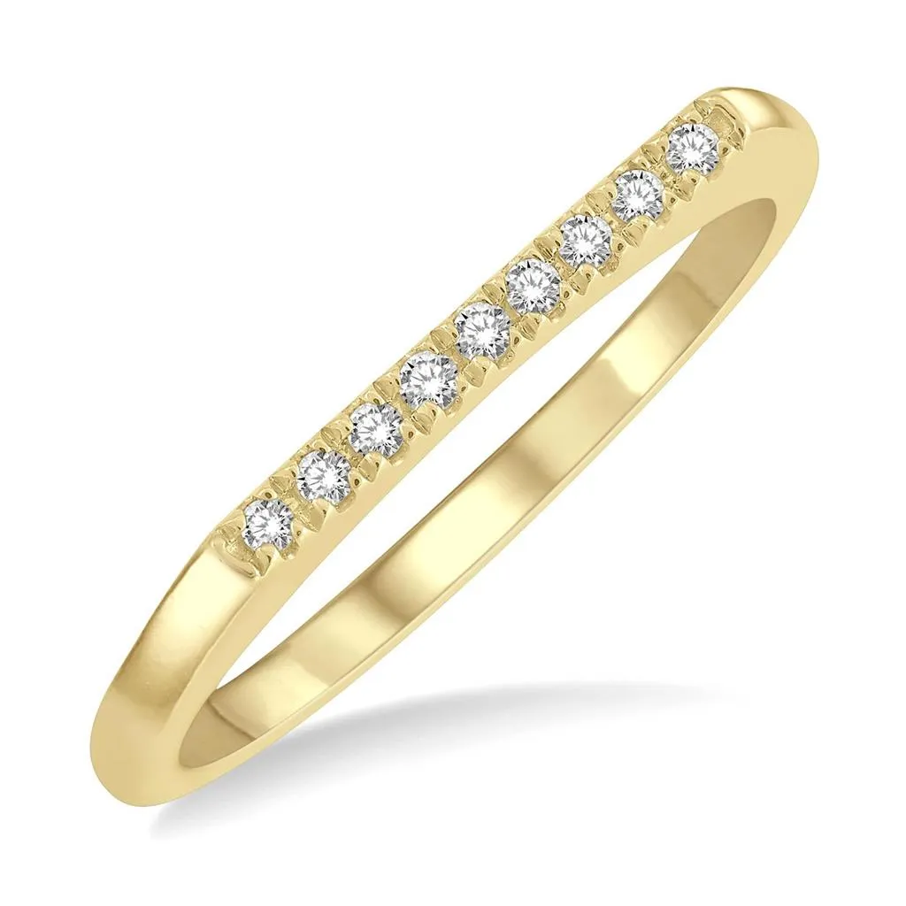 10K Yellow Gold Bar Top Diamond Stackable Ring