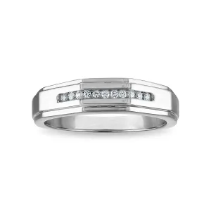 1/10 CTW Diamond Wedding Geometric Channel Set Ring in 10KT White Gold
