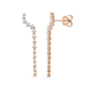 14K Gold & Diamond Long Earrings - 0.76ct