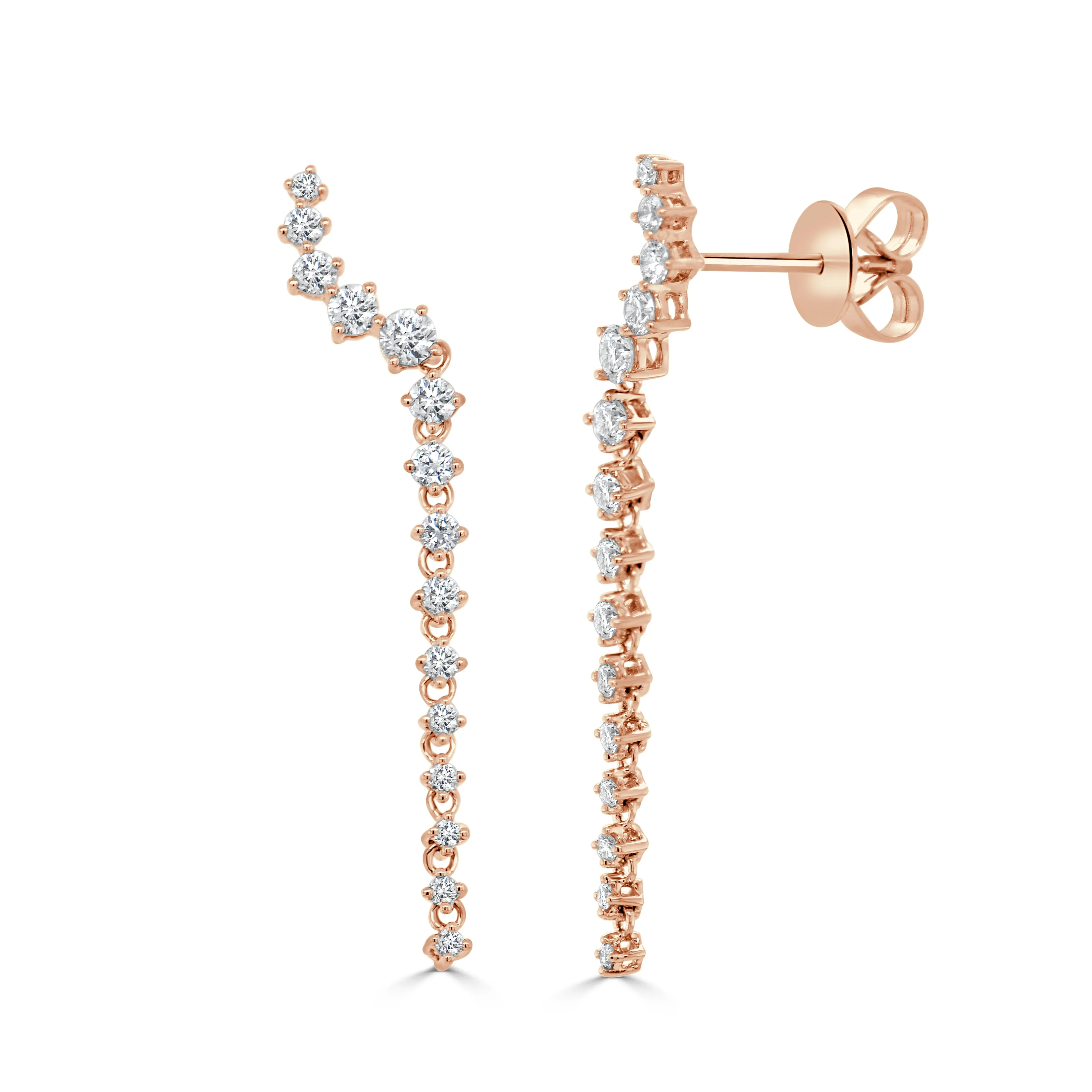 14K Gold & Diamond Long Earrings - 0.76ct