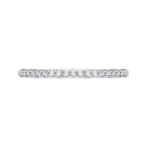 14K White Gold Round Diamond Wedding Band with Euro Shank