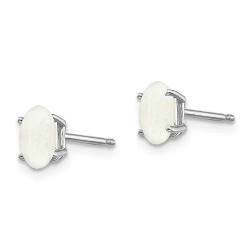 14k White or Yellow Gold 6x4mm Oval Genuine Australian Opal Earrings