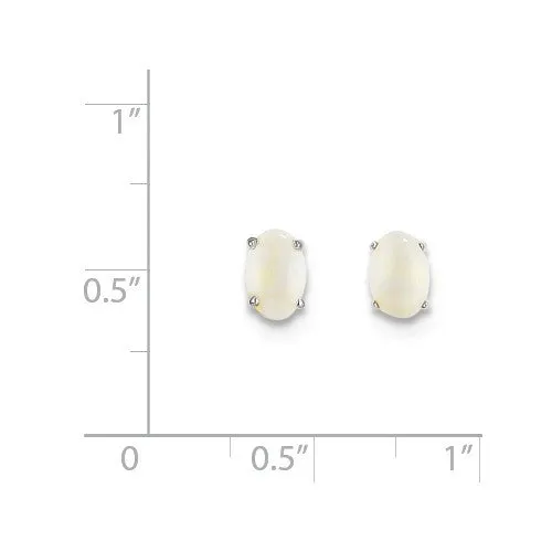 14k White or Yellow Gold 6x4mm Oval Genuine Australian Opal Earrings