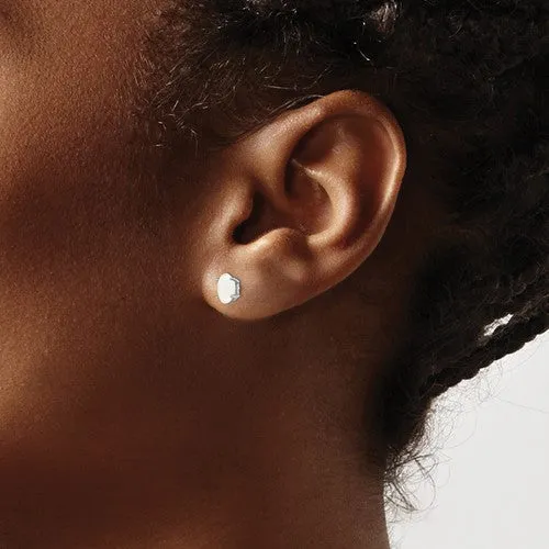 14k White or Yellow Gold 6x4mm Oval Genuine Australian Opal Earrings