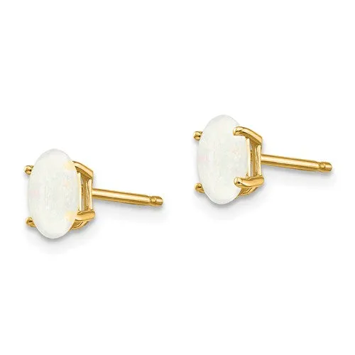 14k White or Yellow Gold 6x4mm Oval Genuine Australian Opal Earrings