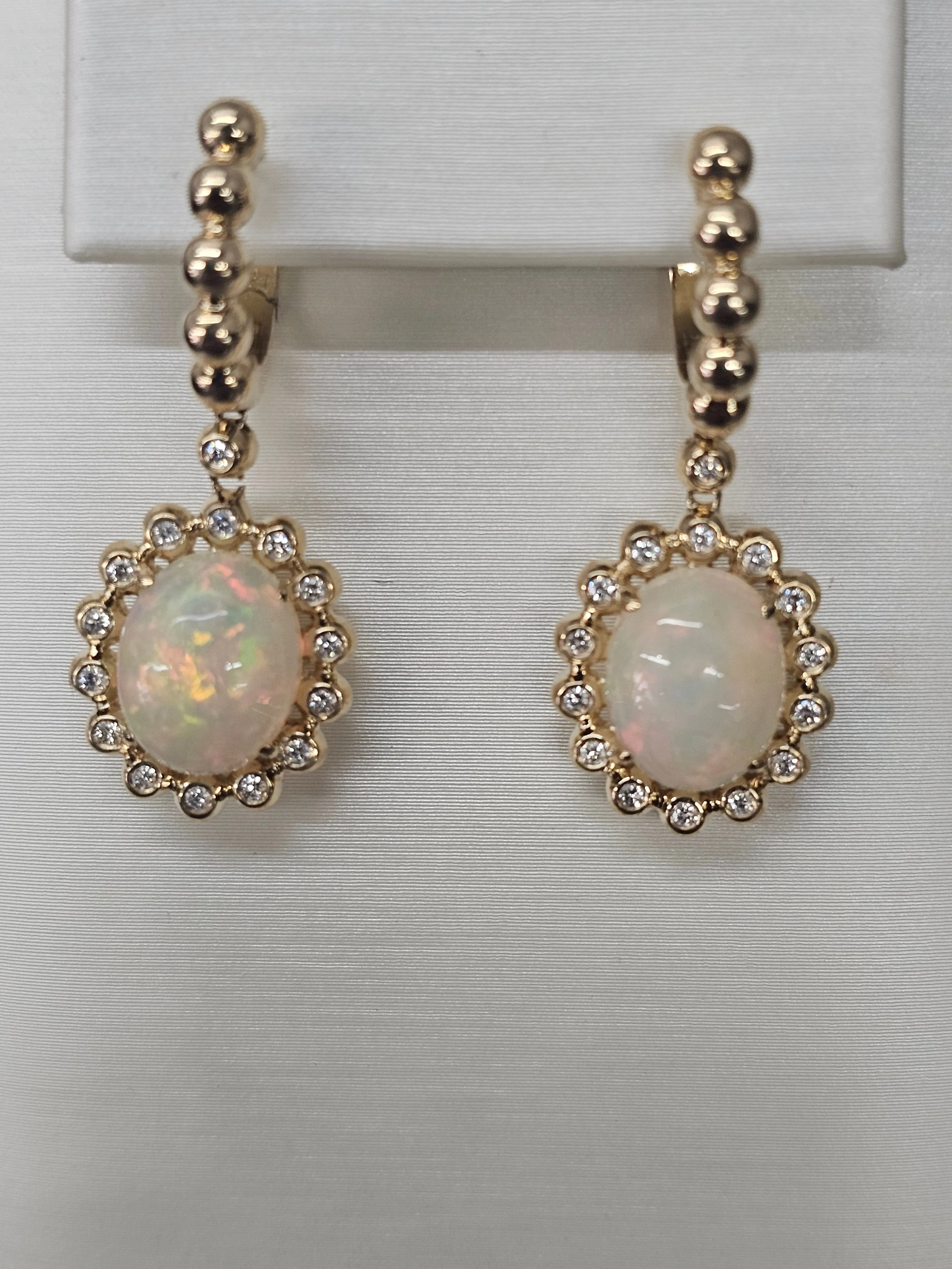 14KY Opal and Diamond Earrings