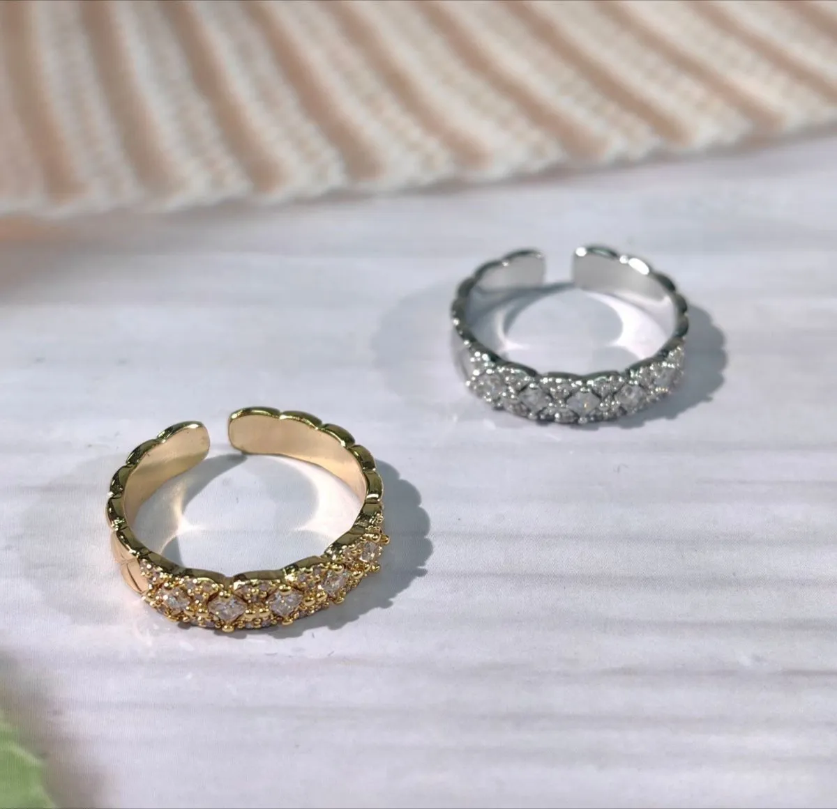 18K Gold Vacuum Plating: Brass With Zircon Open Ring(MAC213)