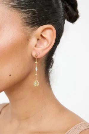 18K Yellow Gold Topaz & Citrine Drop Earrings
