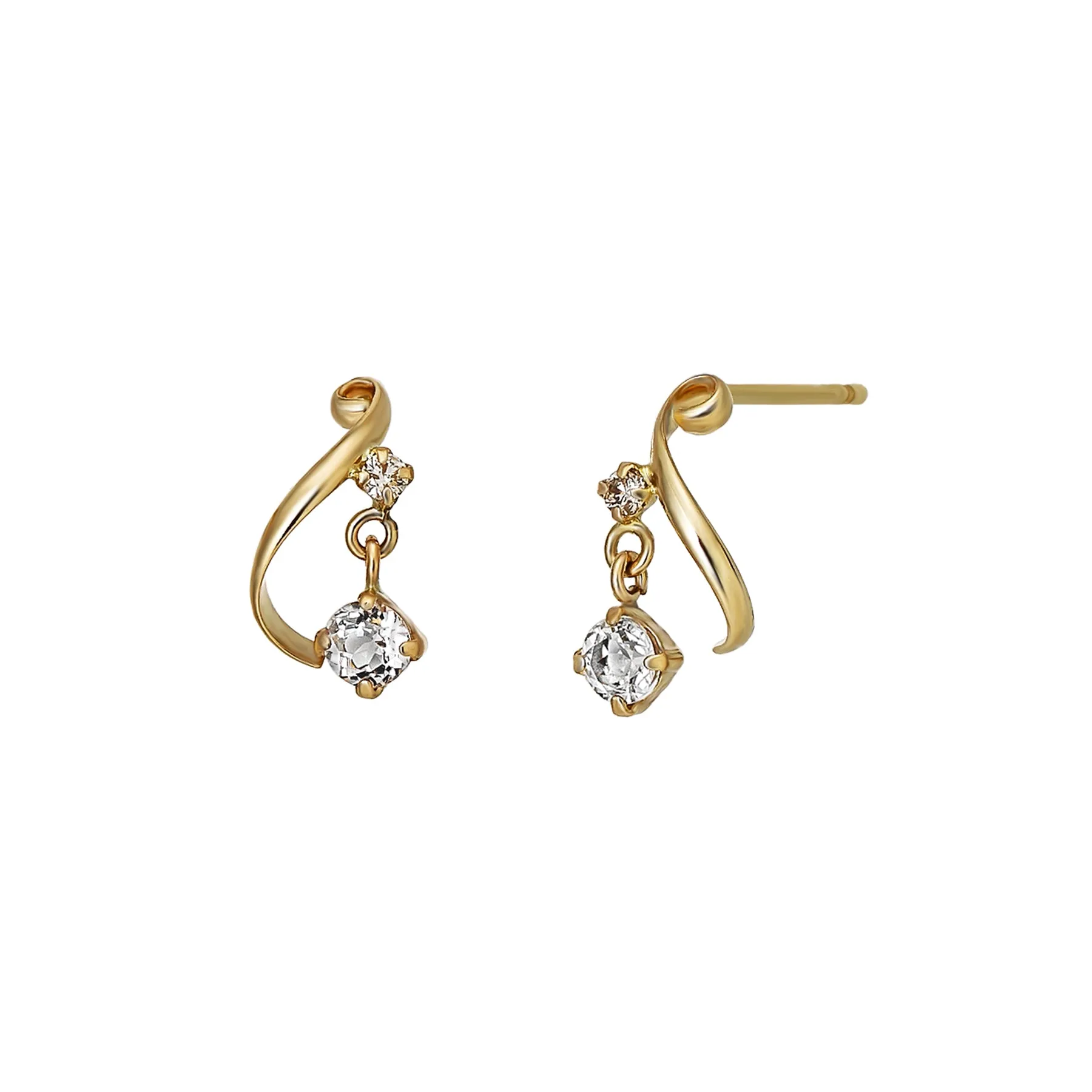 18K/10K Diamond Twisted Swinging Earrings (Yellow Gold)