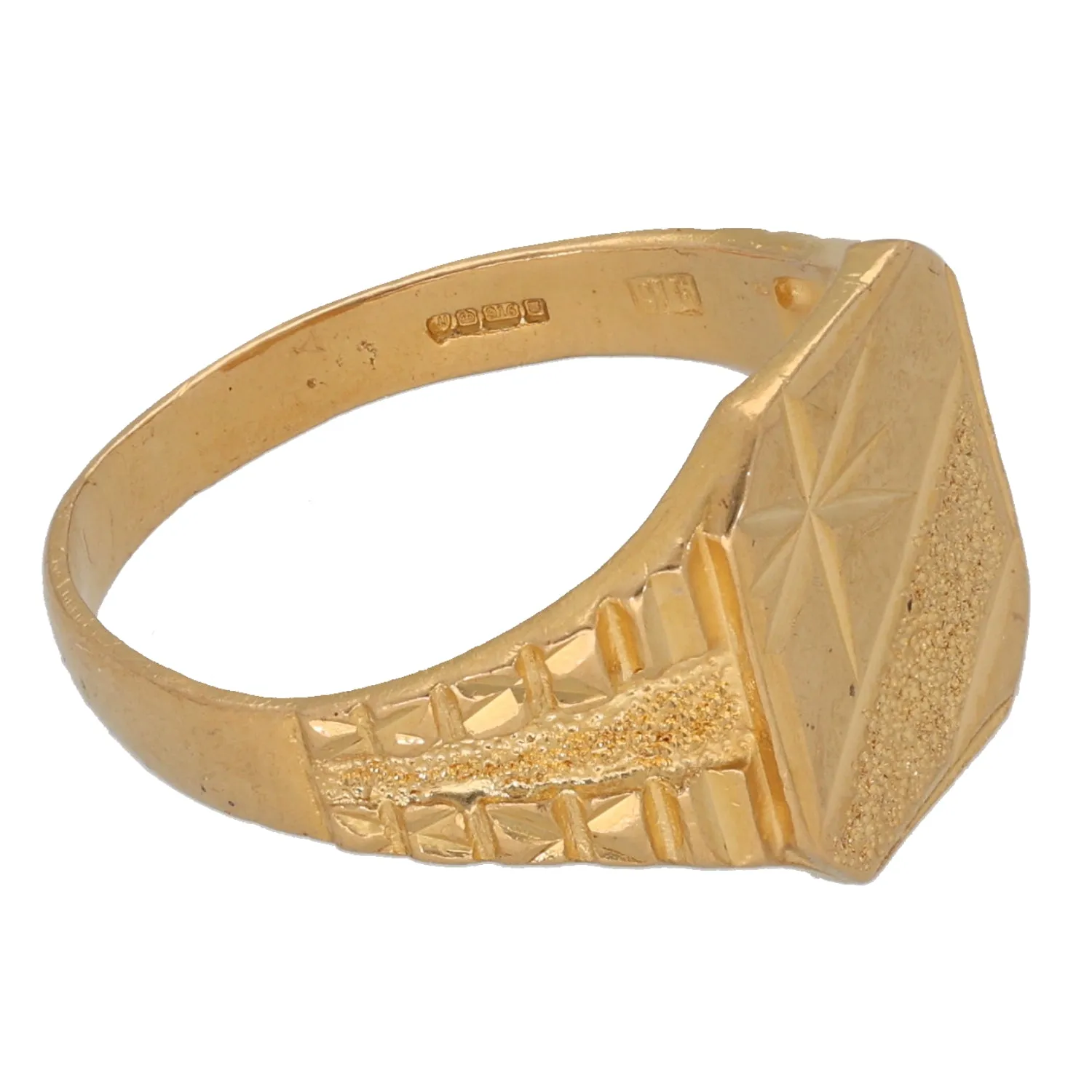 22ct Gold Patterned Signet Ring Size P