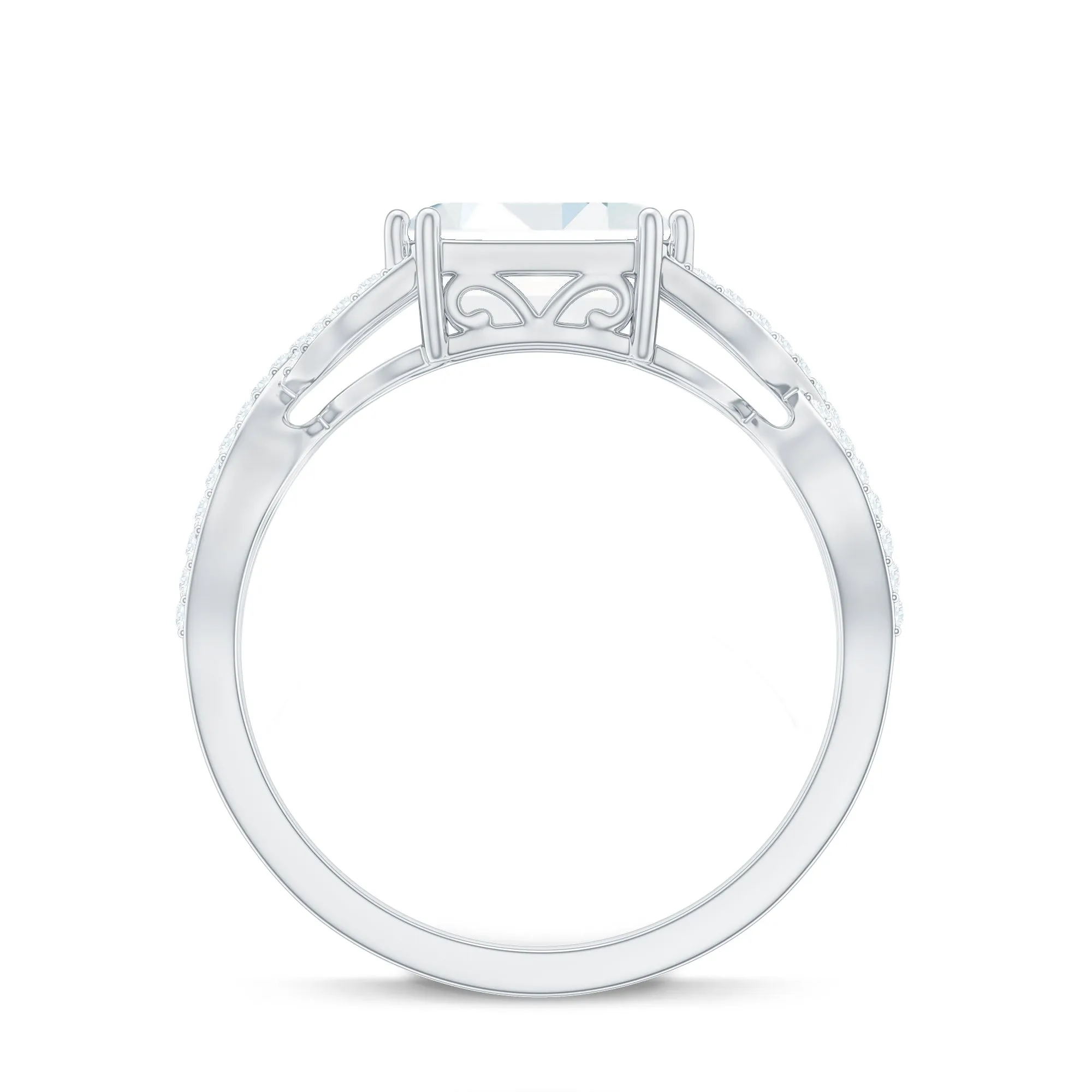 2.75 CT Octagon Cut Zircon East West Engagement Ring