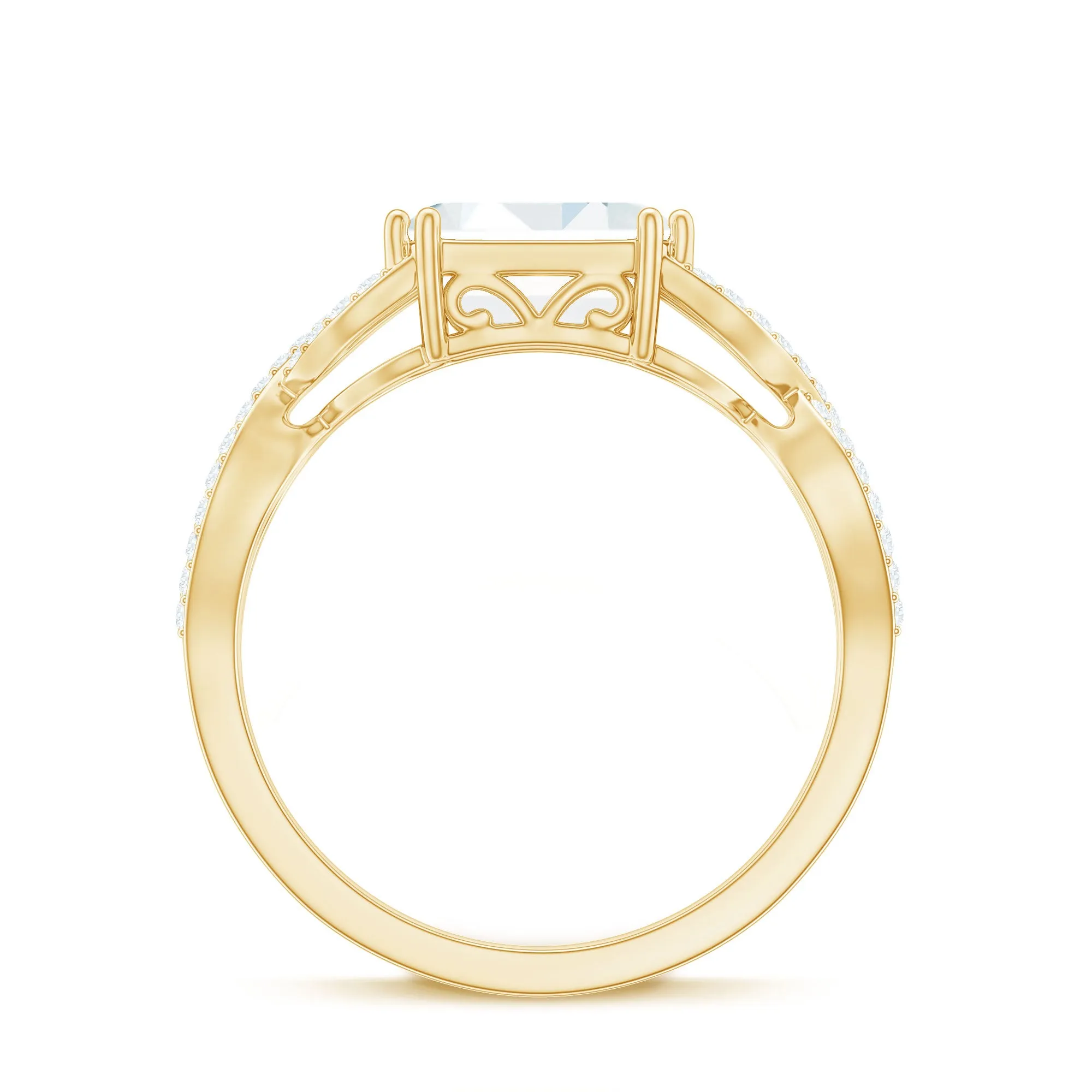 2.75 CT Octagon Cut Zircon East West Engagement Ring