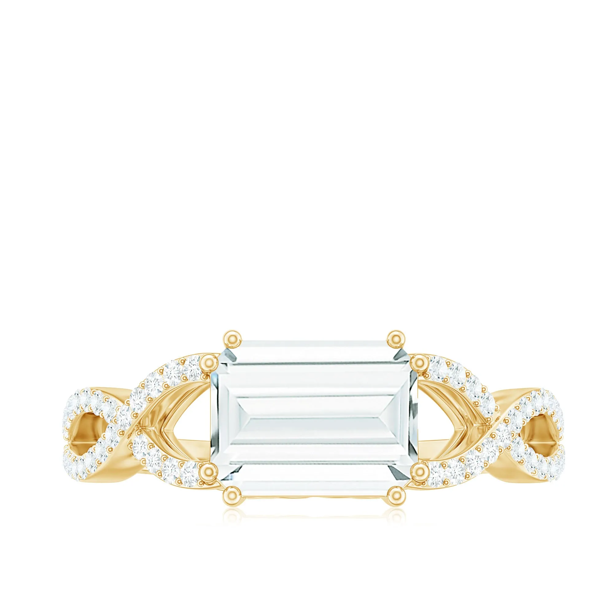 2.75 CT Octagon Cut Zircon East West Engagement Ring