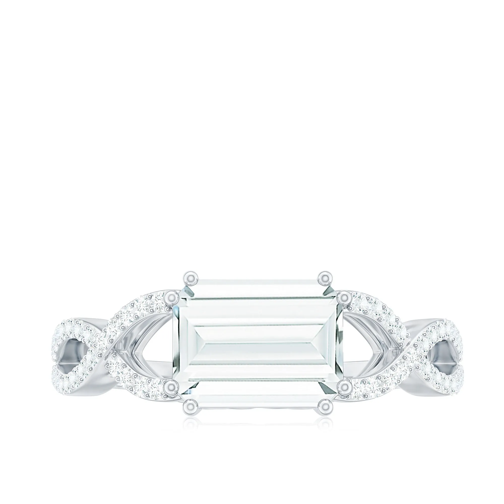 2.75 CT Octagon Cut Zircon East West Engagement Ring
