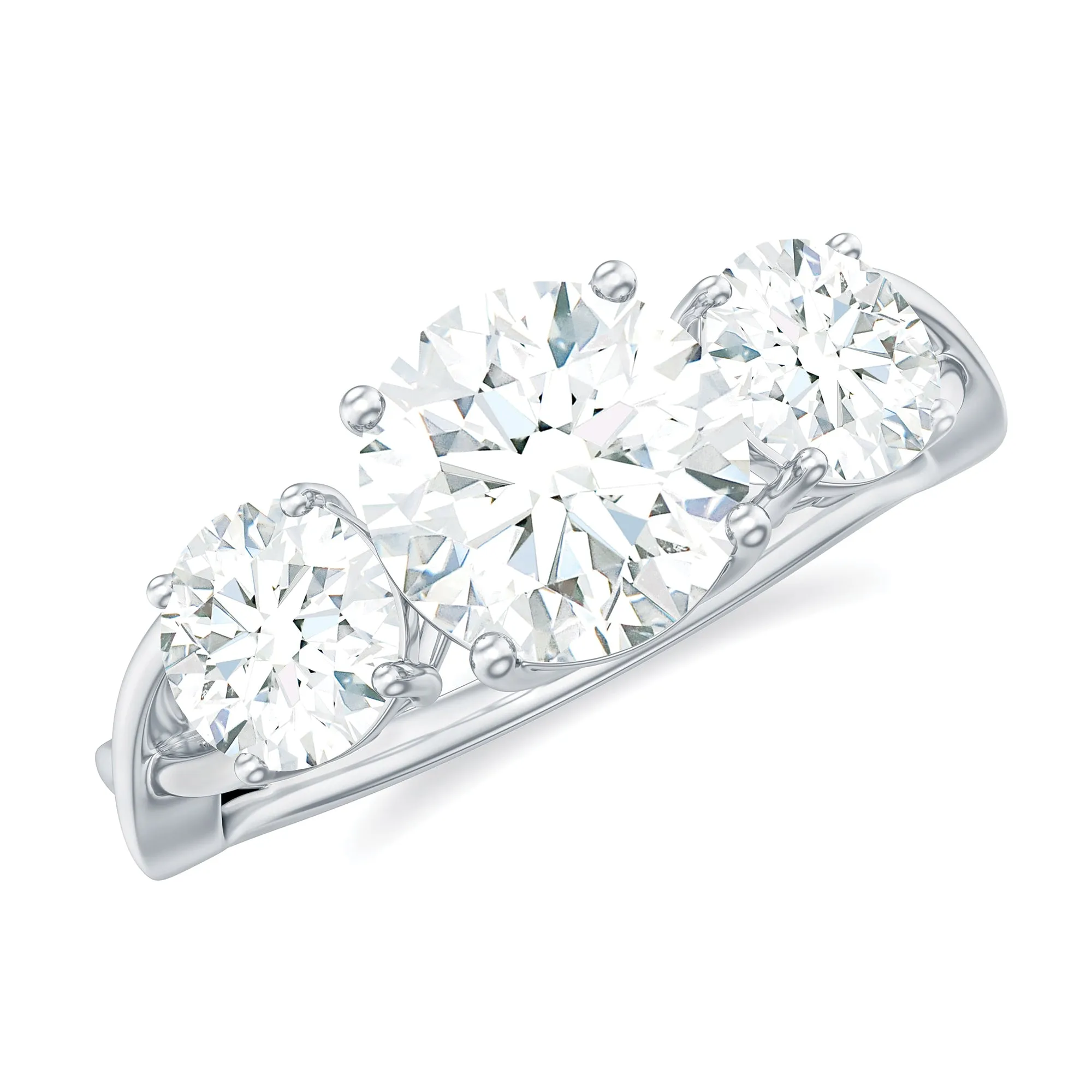 3 Stone Round Cubic Zirconia Crossover Engagement Ring