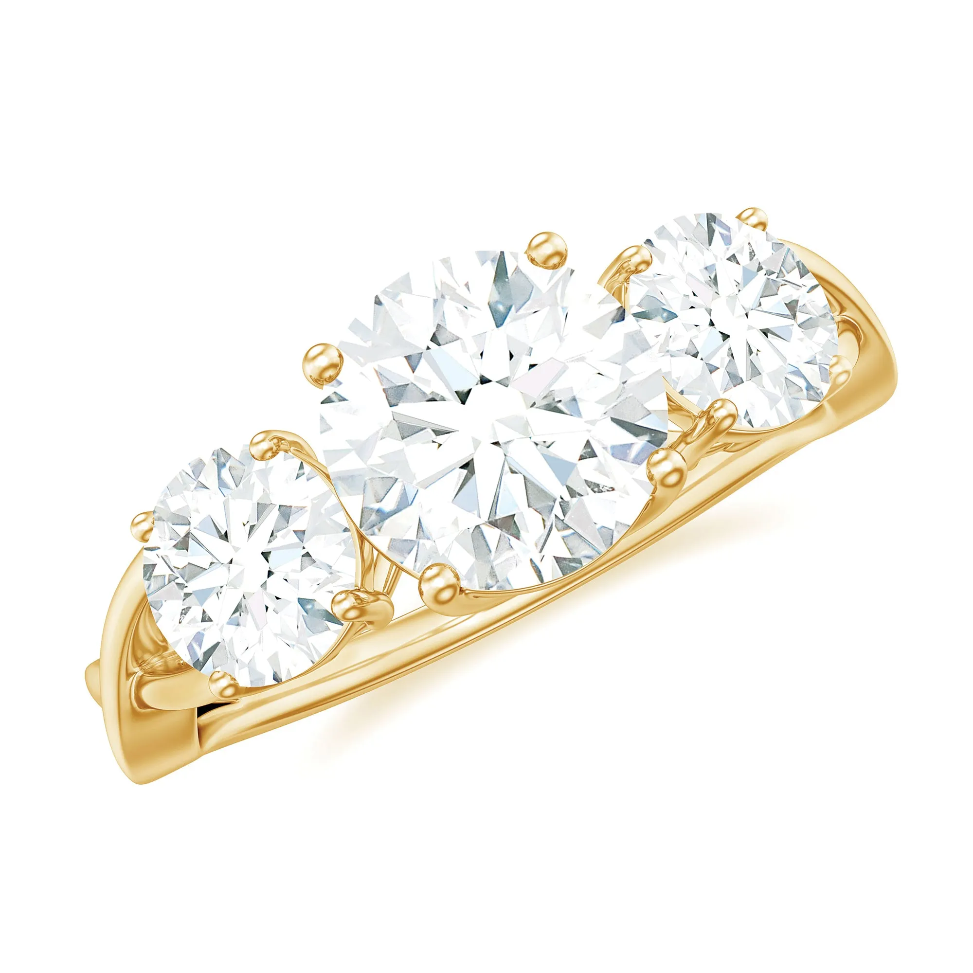 3 Stone Round Cubic Zirconia Crossover Engagement Ring