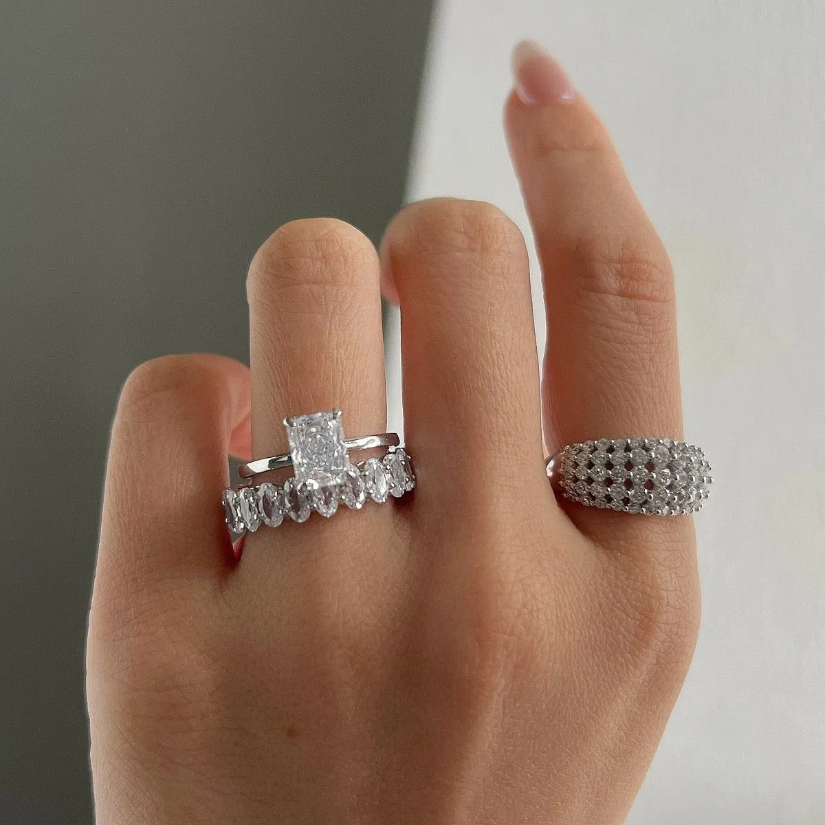 5 Row Wide Pave Dome Anniversary Ring