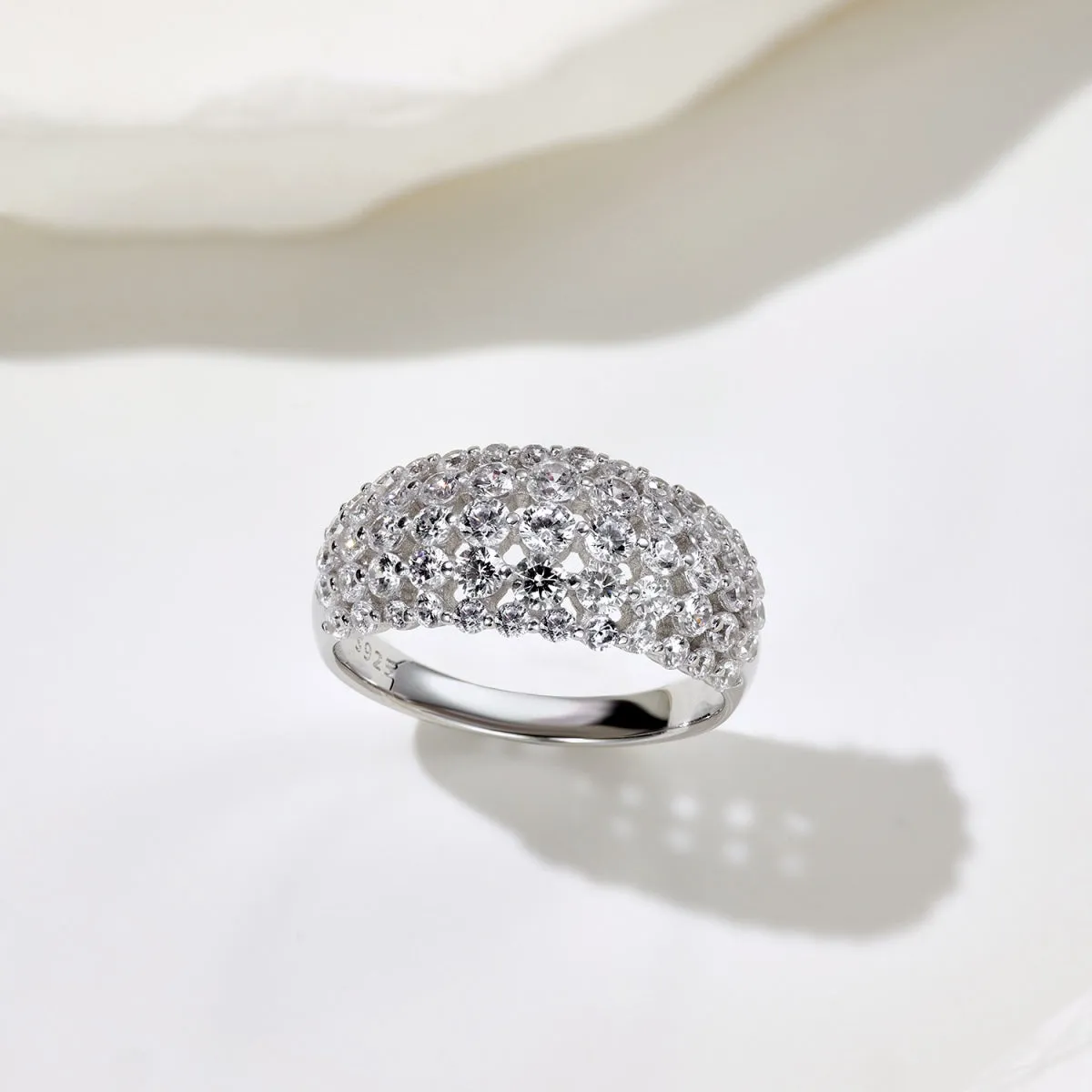 5 Row Wide Pave Dome Anniversary Ring