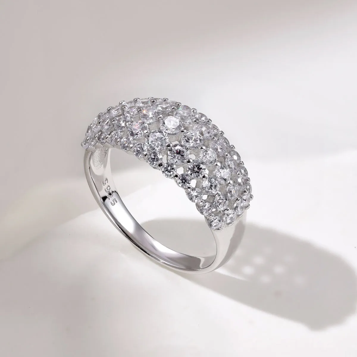 5 Row Wide Pave Dome Anniversary Ring