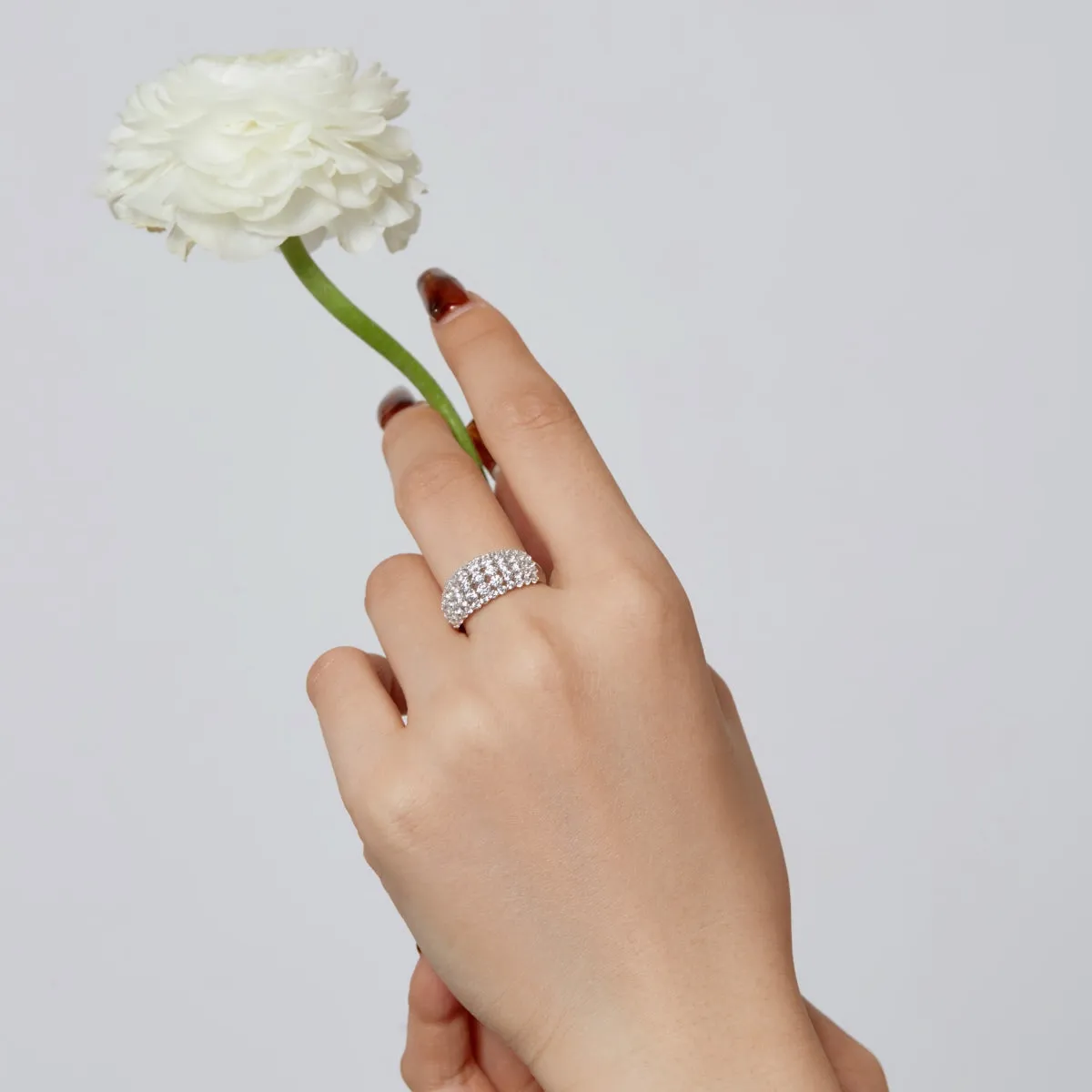 5 Row Wide Pave Dome Anniversary Ring