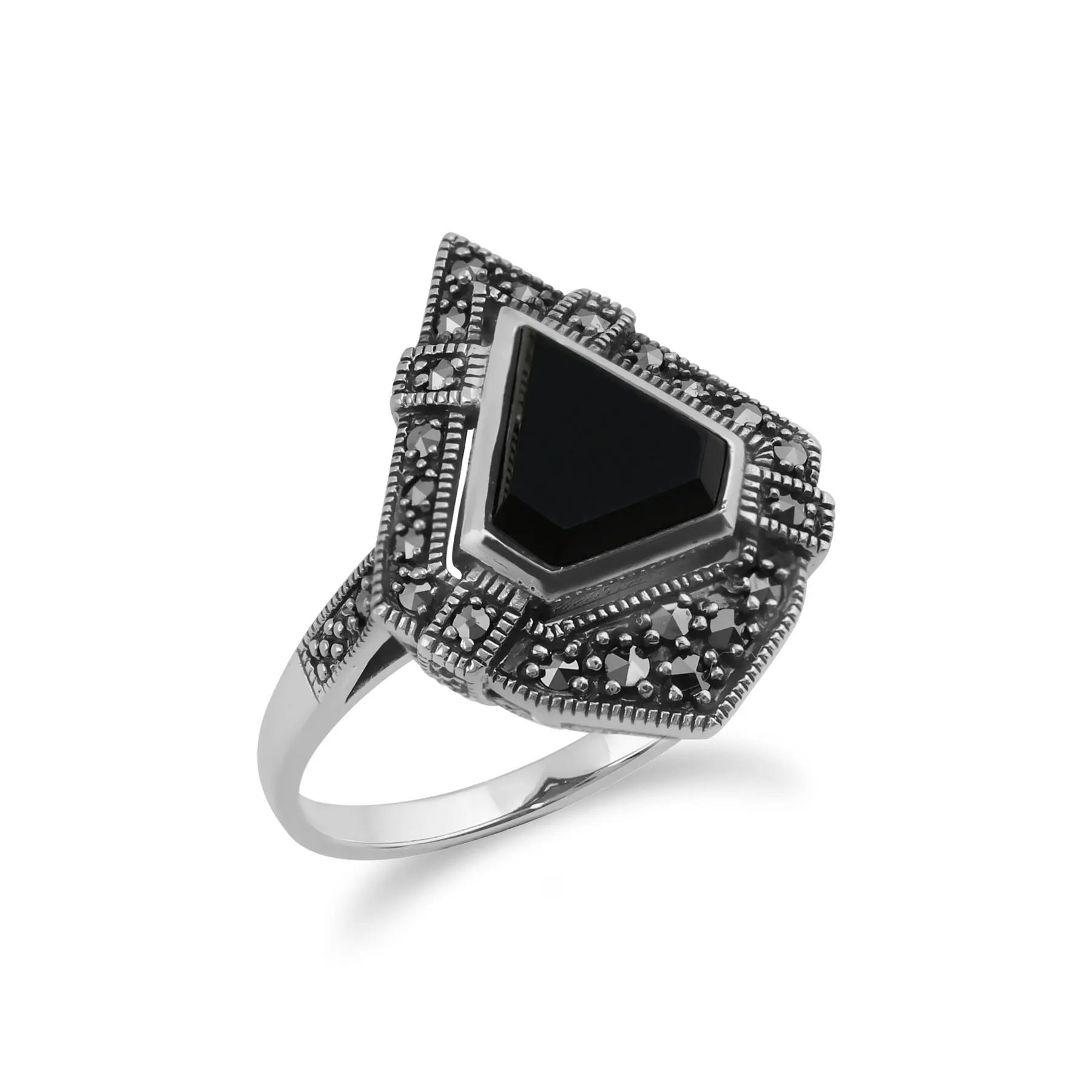 925er Sterlingsilber Markasit & Onyx Ringe