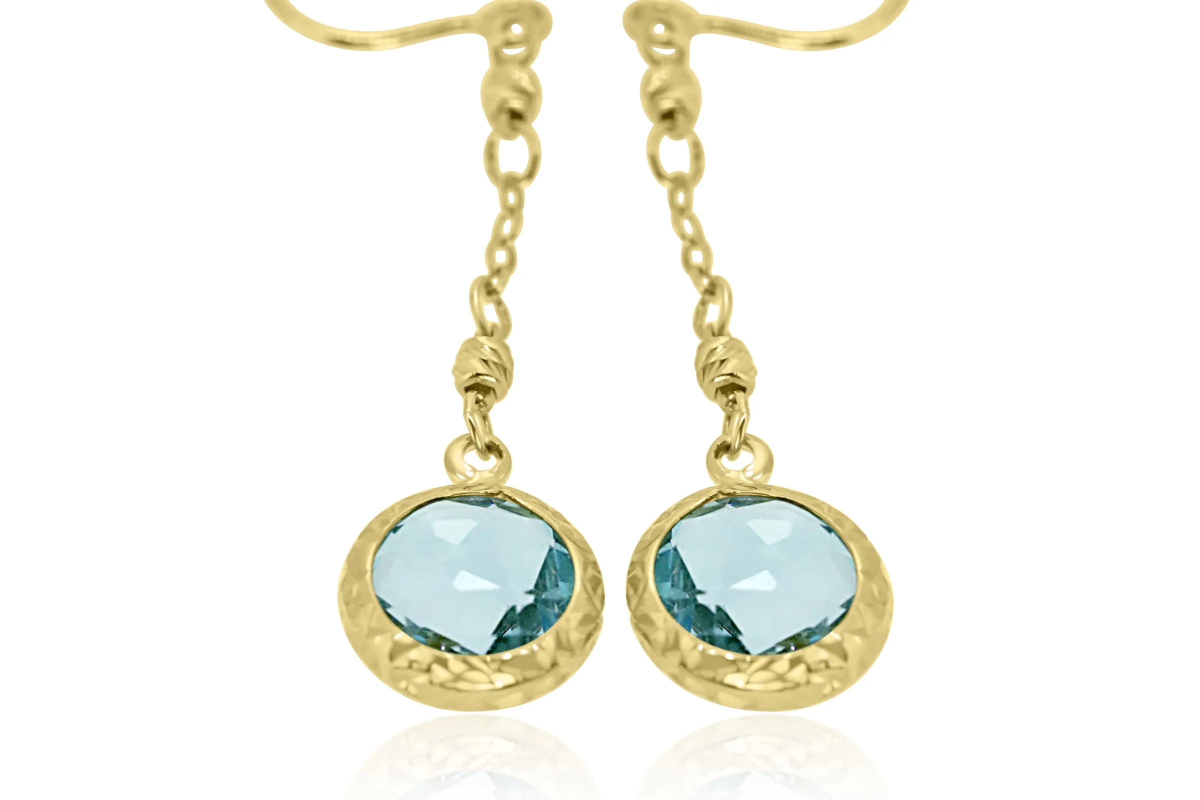 9k Yellow Gold Blue Topaz Earrings