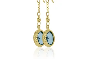 9k Yellow Gold Blue Topaz Earrings
