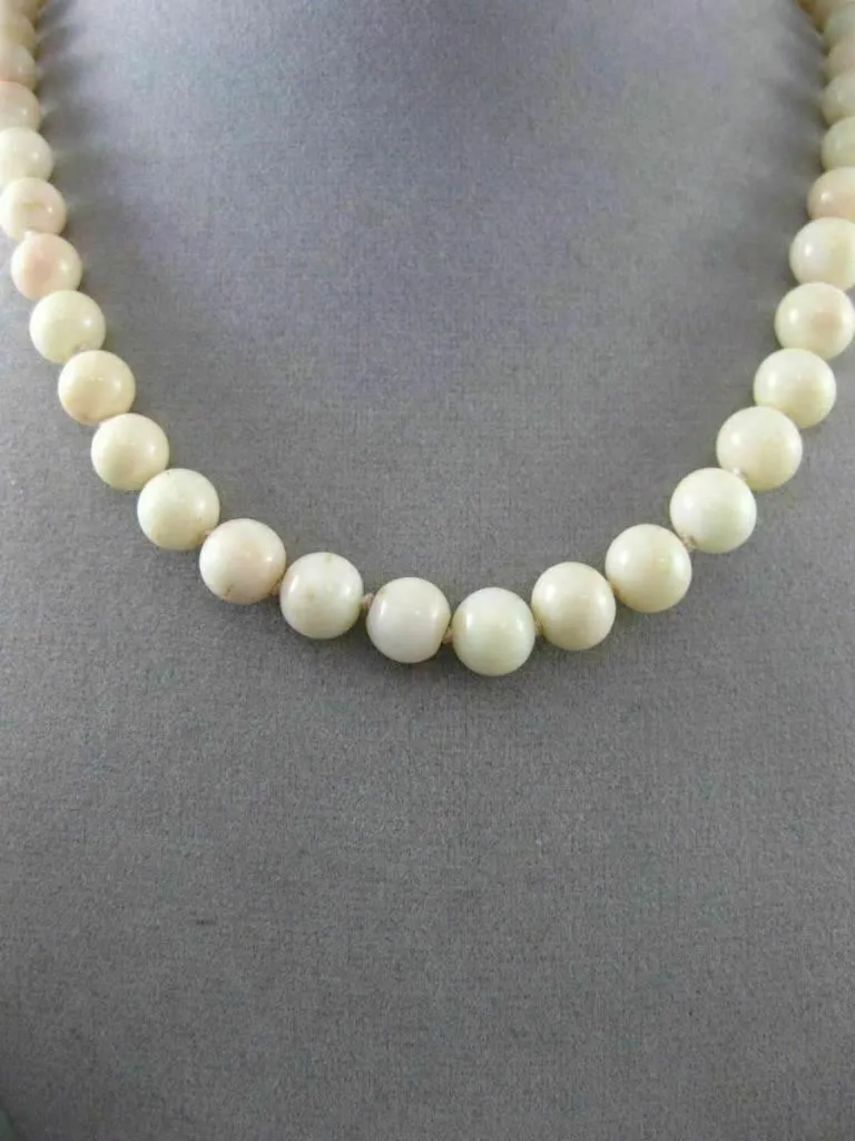 ANTIQUE AAA CORAL 14KT YELLOW GOLD FILIGREE GRADUATING BEADS NECKLACE #25035
