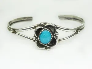 Baby Southwest Old Pawn Faux Turquoise Sterling Silver Bangle Bracelet