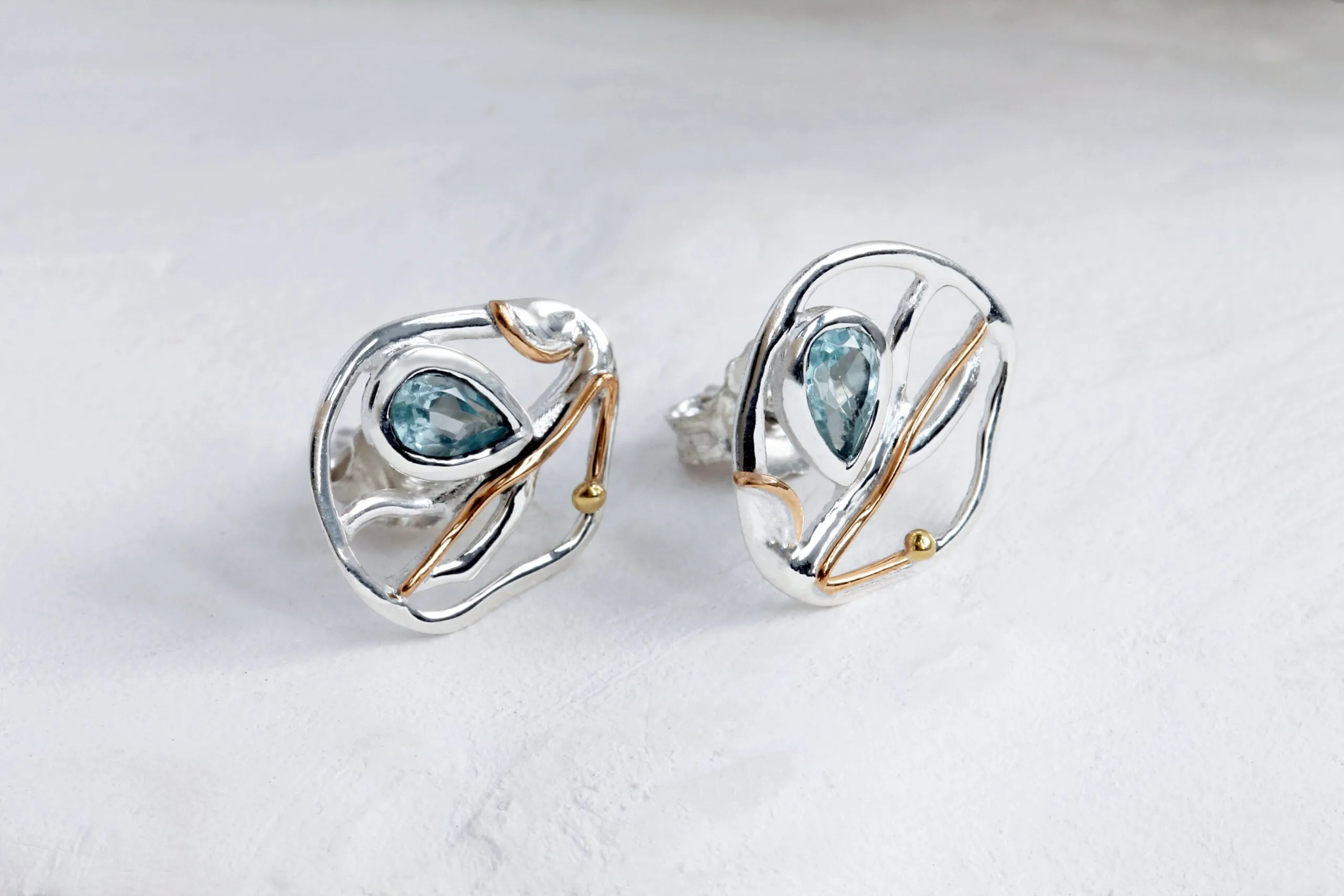 Banyan Blue Topaz and Goldfill Earrings