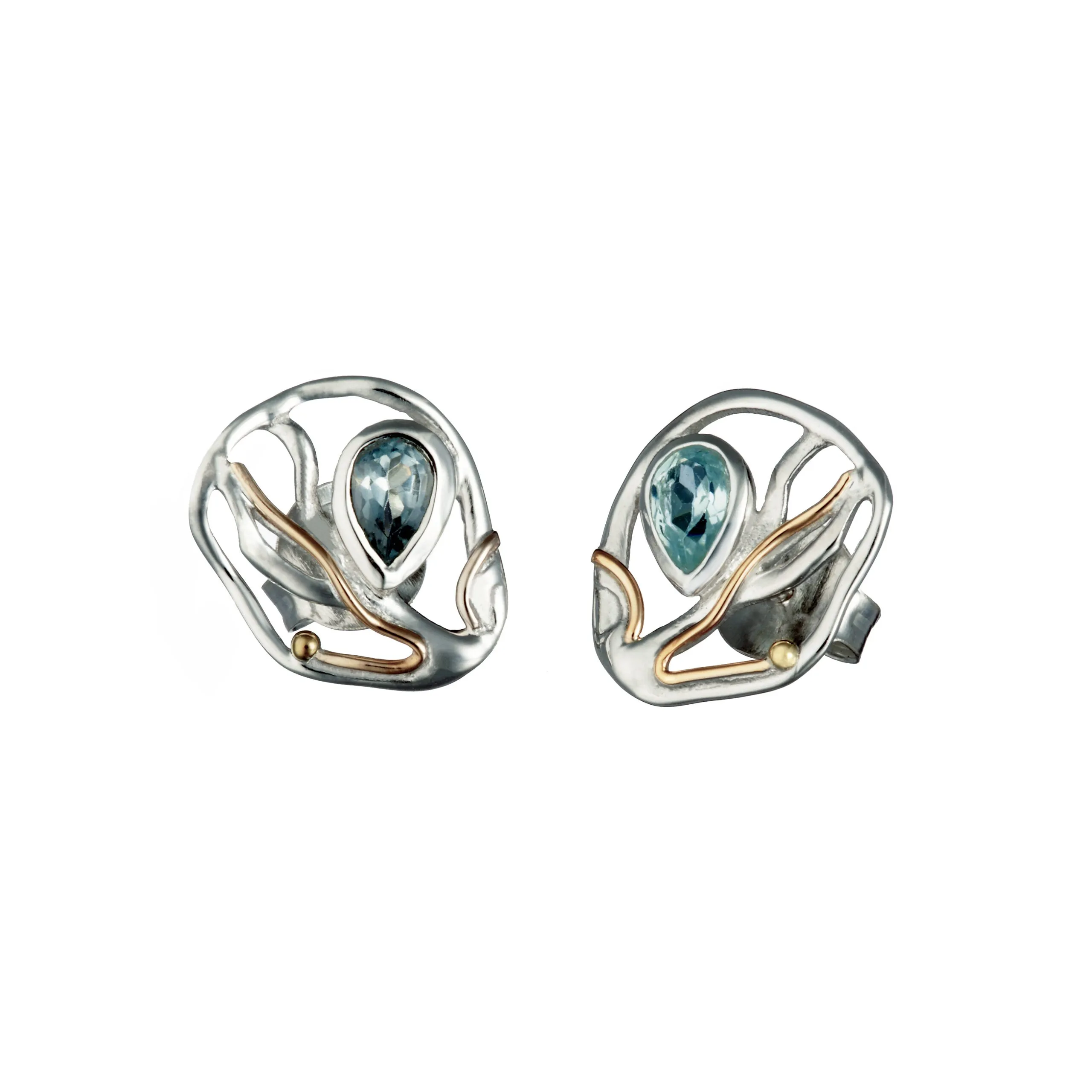 Banyan Blue Topaz and Goldfill Earrings