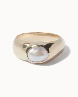 Baroque Pearl Signet Ring