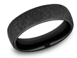 Benchmark 6.5mm Titanium European Comfort Fit Wedding Band with Concrete Textured Surface
