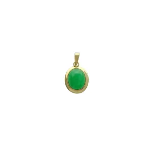 Bezel Cabochon Oval Jade Pendant (14K)