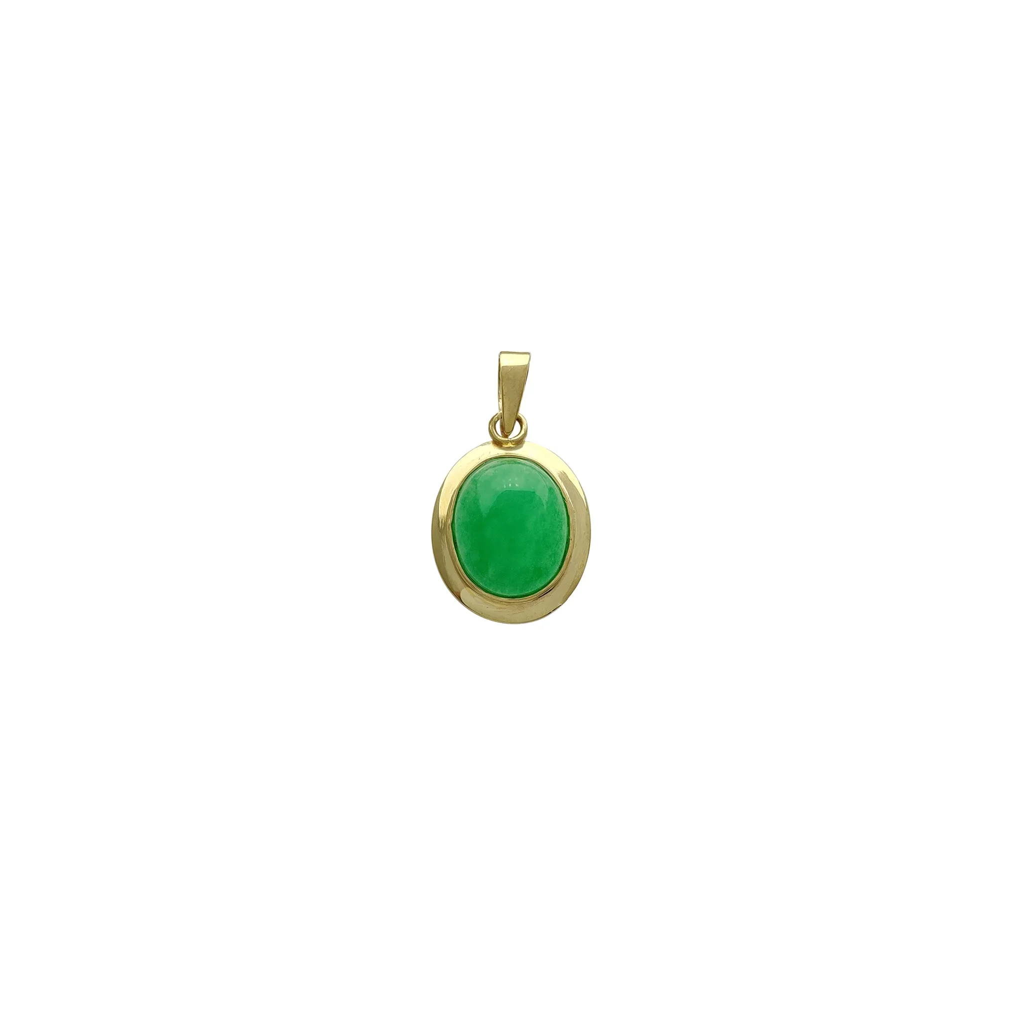 Bezel Cabochon Oval Jade Pendant (14K)