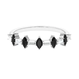 Black Onyx and Diamond Alternate Half Eternity Ring
