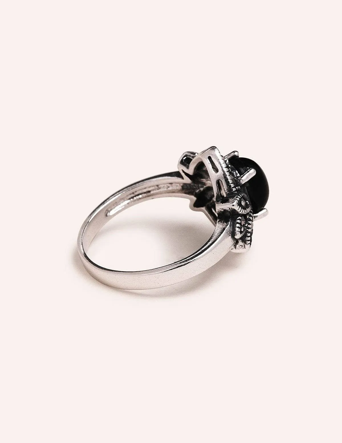 Black Onyx Mini Marcasite Ring