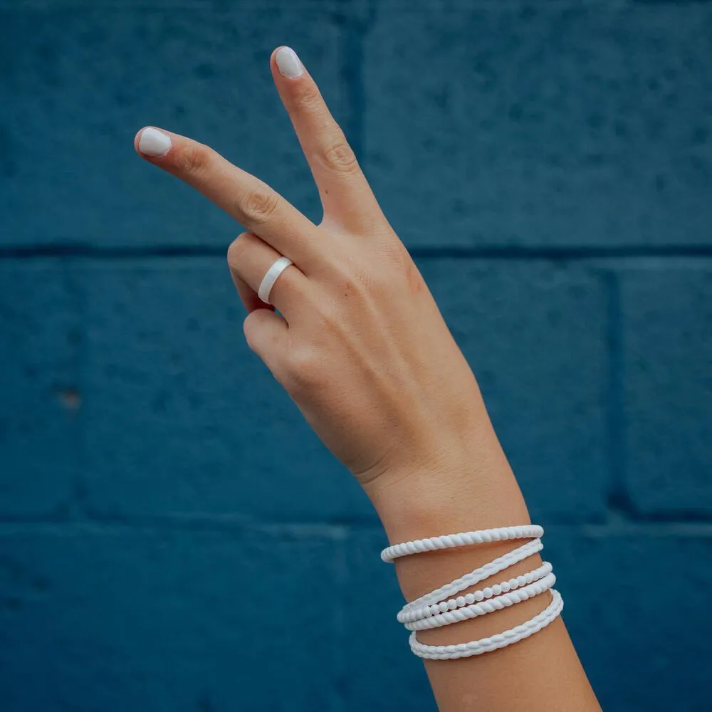 Braided Stackable Silicone Bracelet - White