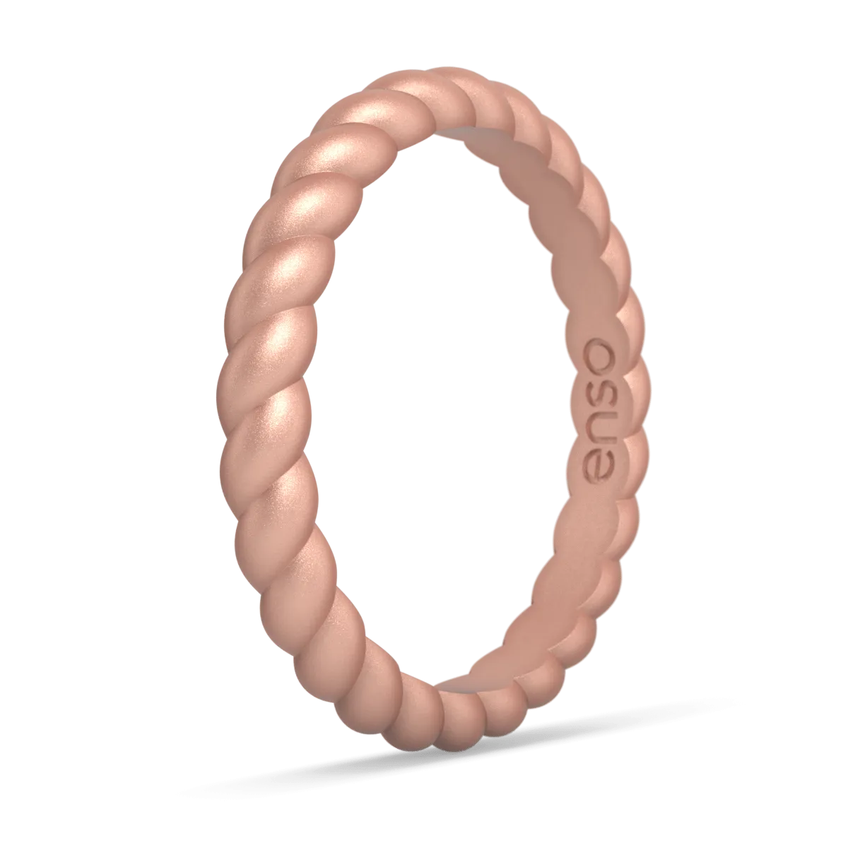 Braided Stackable Silicone Ring - Metallic Rose Gold