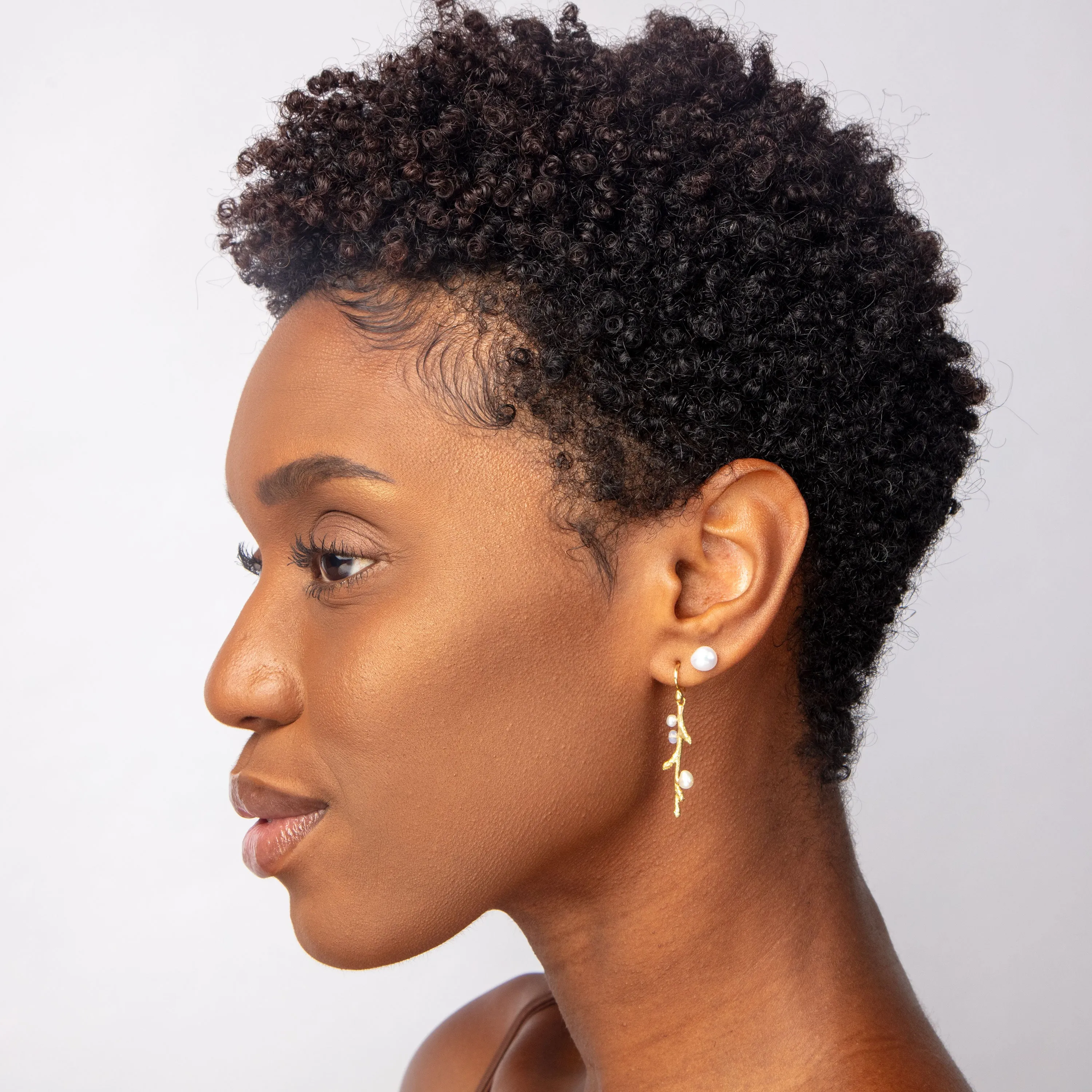 Budded Branch Pearl and Opal Dangle Earrings