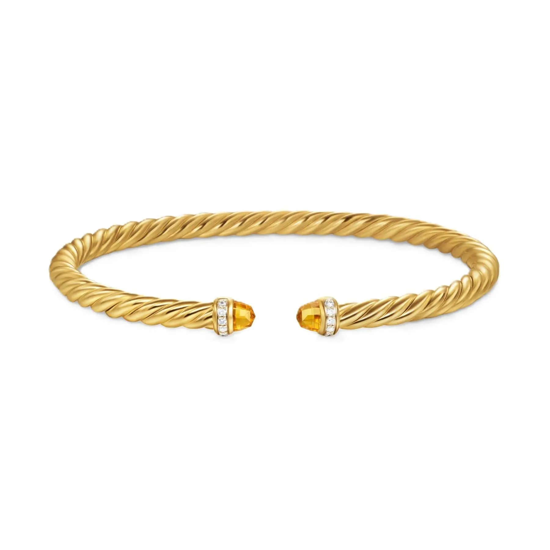 Cablespira® Flex Bracelet 18K Yellow Gold with Citrine and Diamonds, 4mm