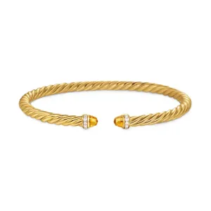 Cablespira® Flex Bracelet 18K Yellow Gold with Citrine and Diamonds, 4mm