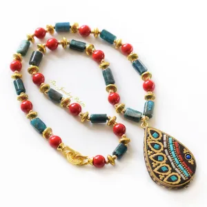 Catalina multi gemstone pendant choker necklace