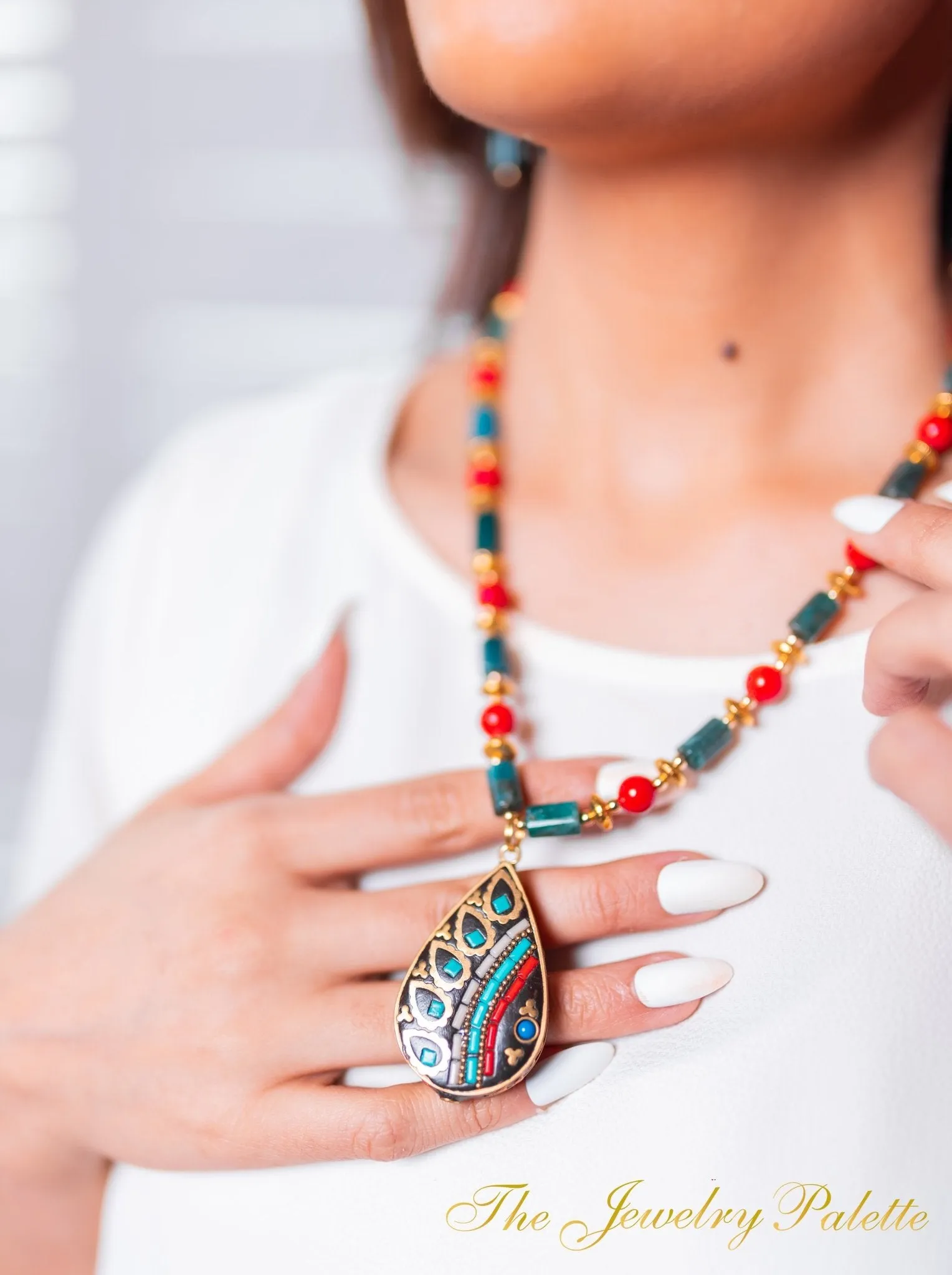 Catalina multi gemstone pendant choker necklace
