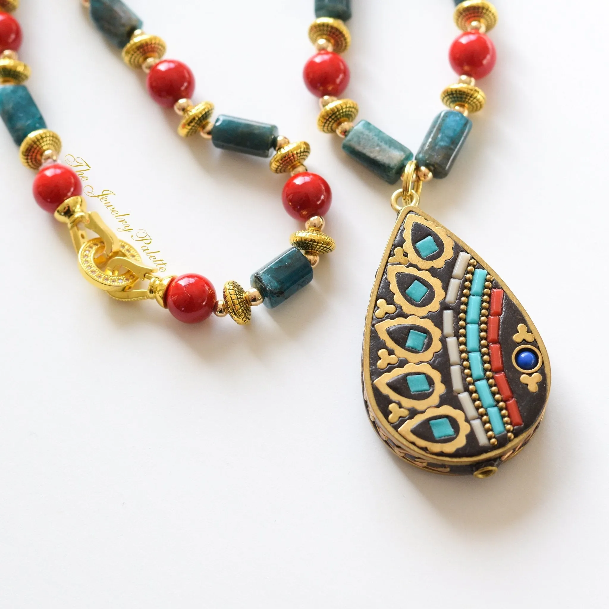 Catalina multi gemstone pendant choker necklace