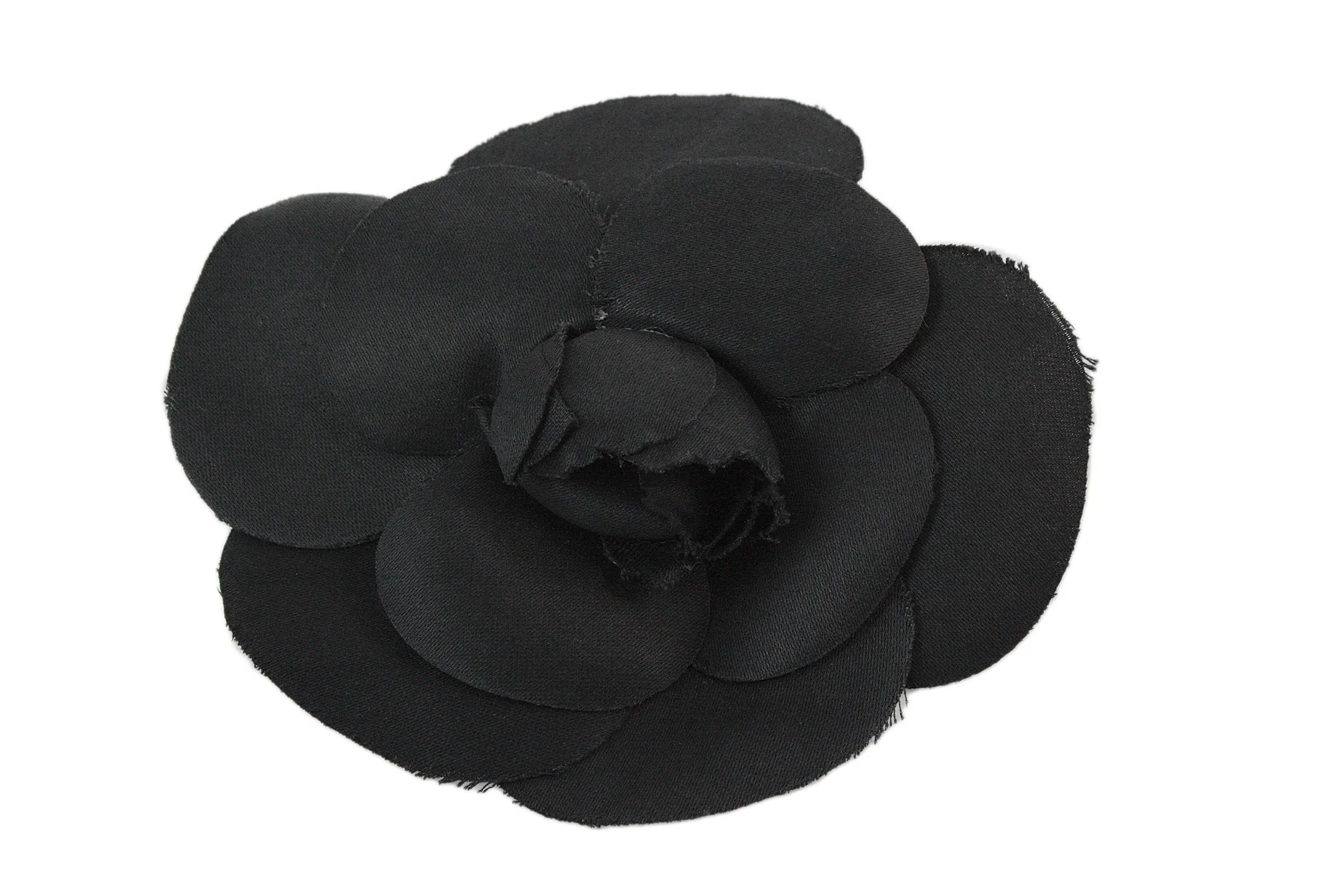 CHANEL Black Camellia Brooch